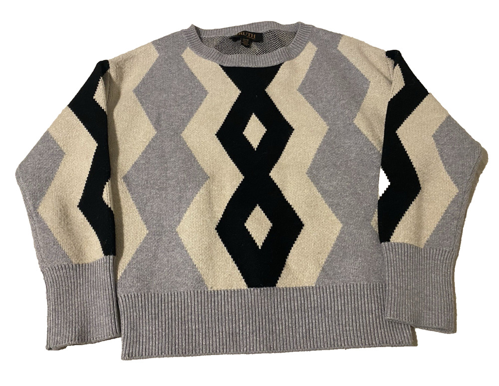 Truth by Republic Womens Sweater Size XS Argyle Cottage Core Heavy Pullover